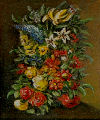 Copy of a fairly generic floral still life. Size: 40x48mm